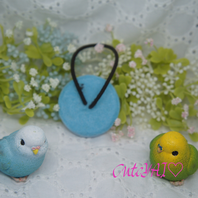 ラブインコのくるみボタンヘアゴム(イエローグラデ)2こセット ラブインコのくるみボタンヘアゴム(イエローグラデ)2こセット