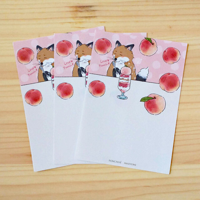 きつねのスマリくん　ご当地メモ紙　福島もも