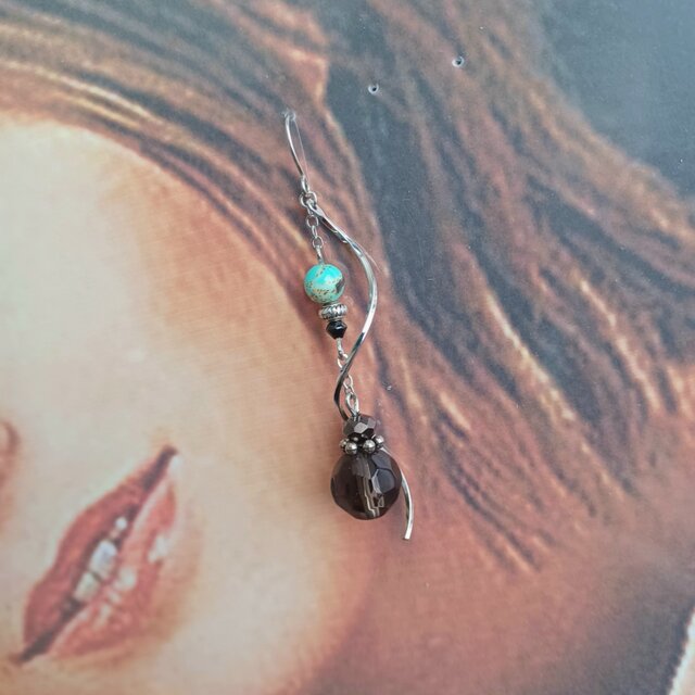 シルバーアクセサリーデザイン‪ピアス✿ブルーターコイズ クリア‬ 