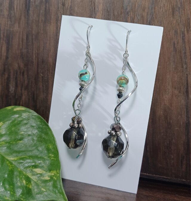 シルバーアクセサリーデザイン‪ピアス✿ブルーターコイズ クリア‬ 