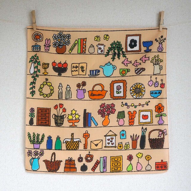 「 my favorite shelf（ orange beige ）」ハンカチ