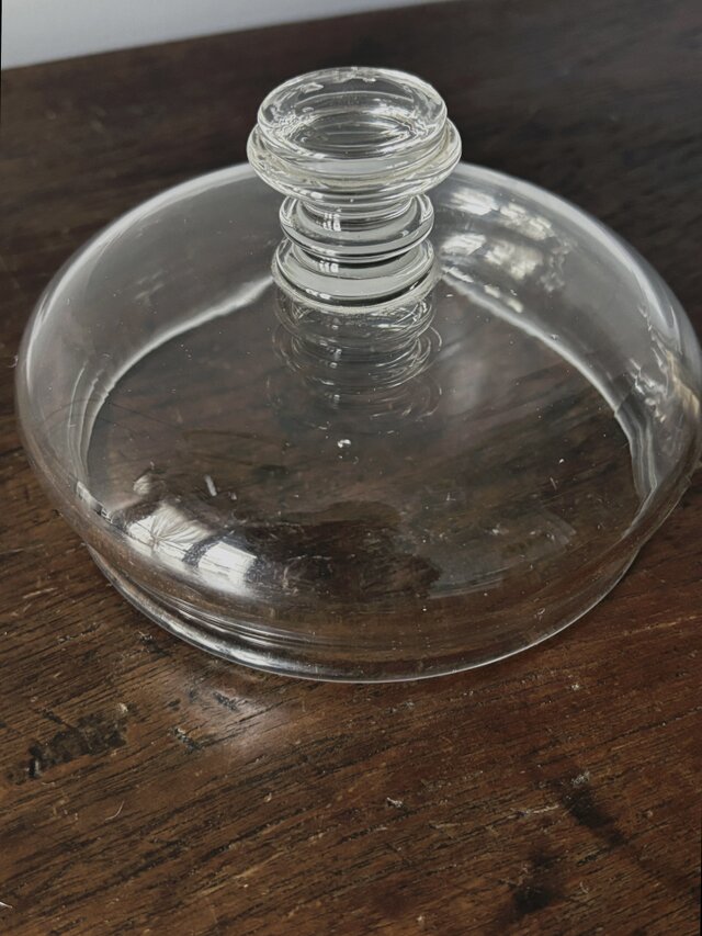 ヴィンテージ ガラス製 ボンボニエール 小物入れ 蓋物 ガラス ボンボニエール 蓋付 ポット キャニスター h26.3cm フランス