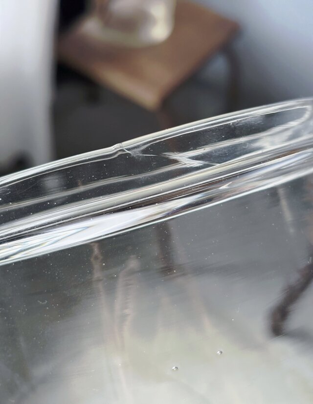 フランスアンティーク気泡ガラス蓋つきキャニスター容器＊カゴ皿付き ガラス ボンボニエール 蓋付 ポット キャニスター h26.3cm フランス