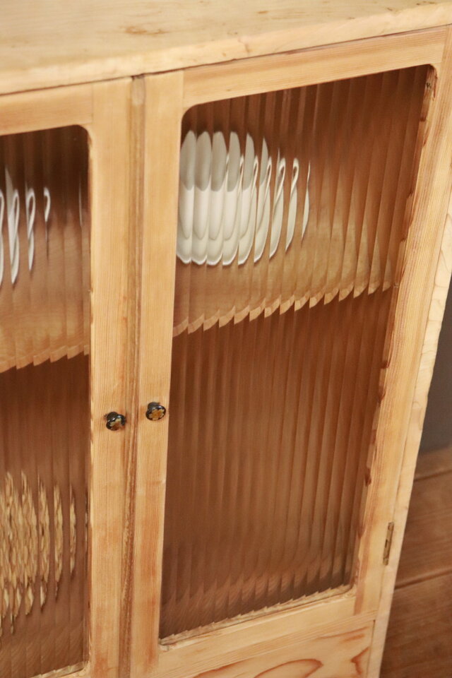 №085 ガラス戸棚 食器棚 飾り棚 陳列棚 アンティーク家具 古道具 54977