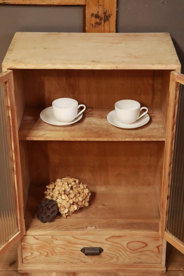 №085 ガラス戸棚 食器棚 飾り棚 陳列棚 アンティーク家具 古道具 54977