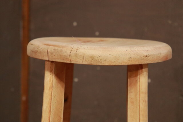 №087 木製丸イス スツール 椅子 アンティーク家具 古道具 54665