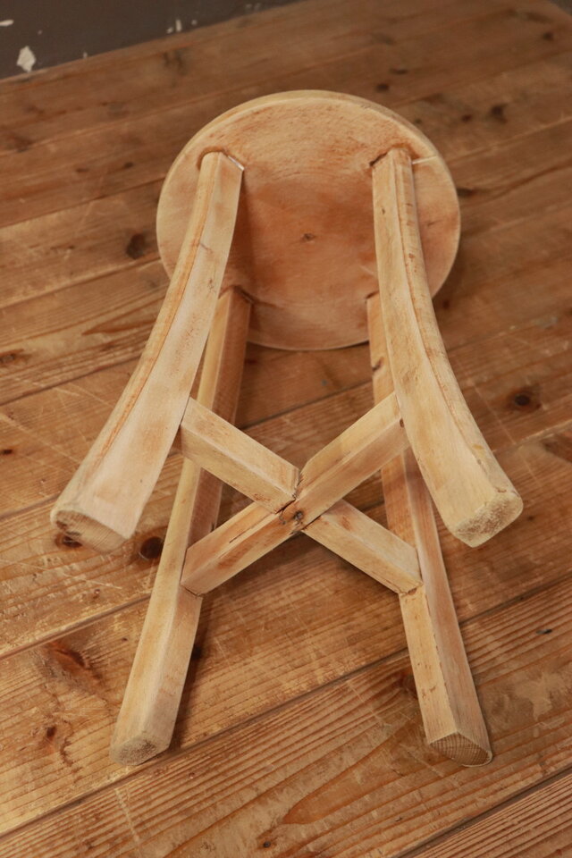 №087 木製丸イス スツール 椅子 アンティーク家具 古道具 54665