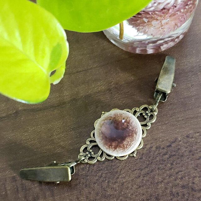 しっかりしたストールクリップ陶器  羽織留め 羽織紐 ブラウン(茶) ハンドメイド No.325