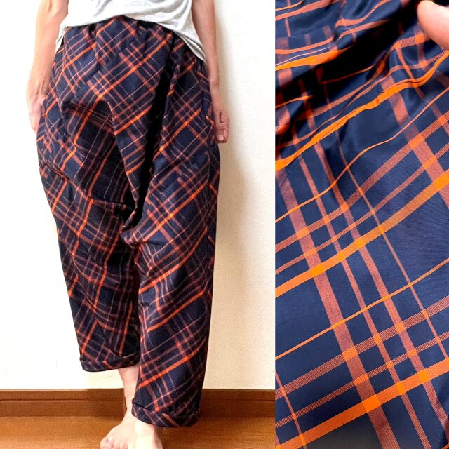 大島紬のらくらくお出かけパンツ　着物リメイク
