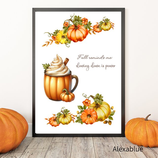 Fall Reminds Me Poster｜秋のポスター 北欧風インテリア アートポスター かぼちゃ 秋カラー ウォールデコ