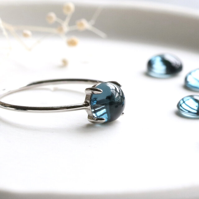 【11月誕生石】ロンドンブルートパーズ＊深い青の指輪｜SILVER925／ゴールド変更可 --London Blue--