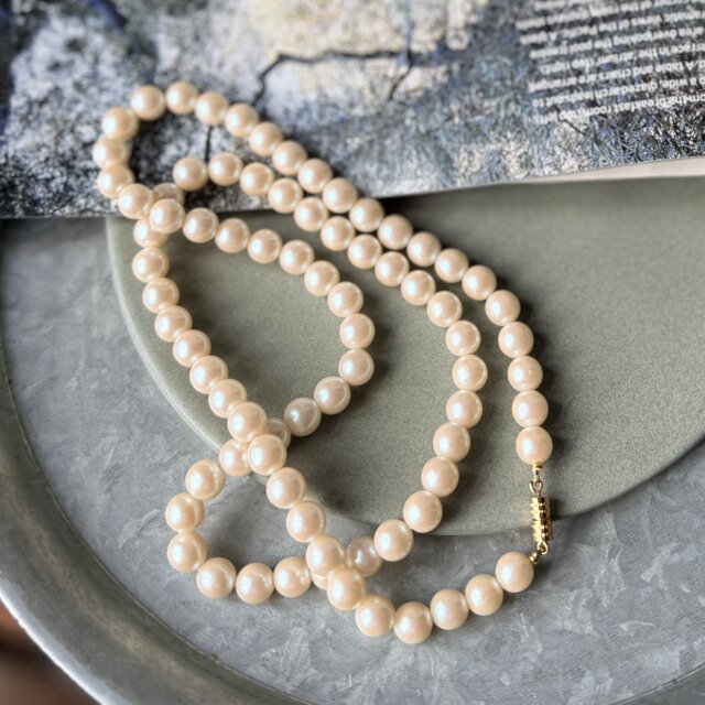 N303-ヴィンテージネックレス U.S.A. 1980s Faux Pearl Necklace