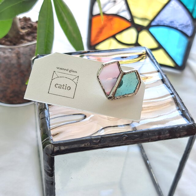 Heart petal earring/ milk pink＆Skyblue