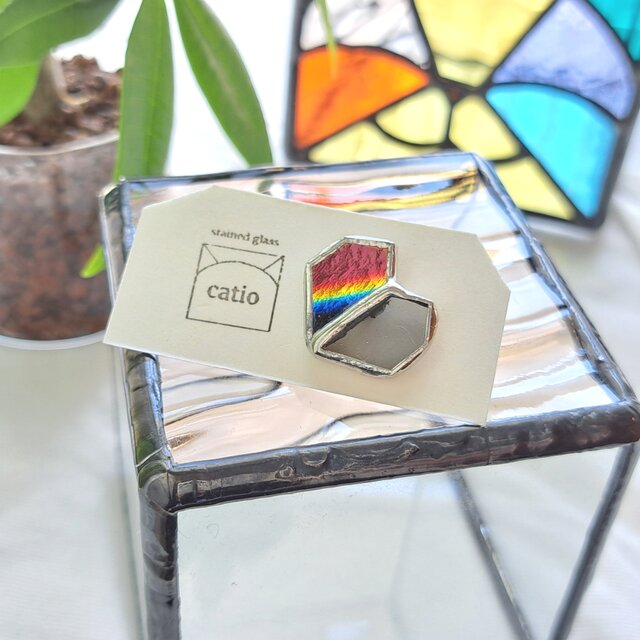 Heart petal Pierce/ metallic red＆grey