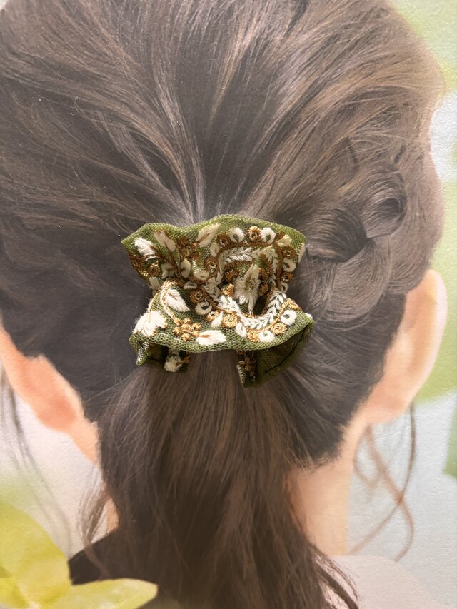 インド刺繍リボン ポニーフック