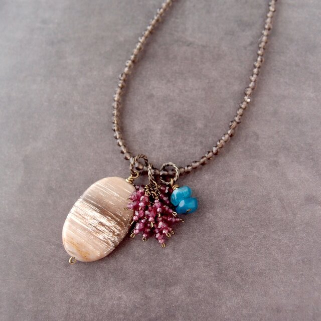 Smoky Quartz Charm Necklace Set／スモーキークォーツ チャームネックレスセット