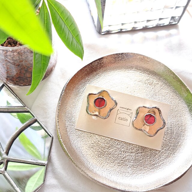 Flowers earring/champagne pink