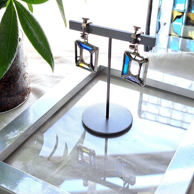 Frame pierce/earring _blackstripe＆blue_