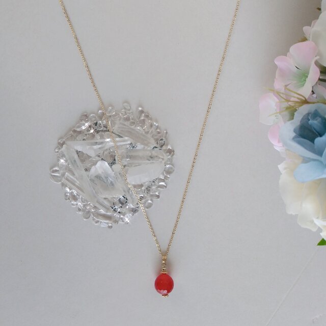 天然石オーダーページ◇14kgf 天然石 クリアホワイトアゲート 瑪瑙の14KGFネックレス