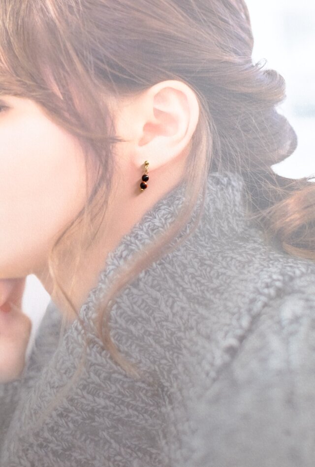 GS112【天然石 レッドタイガーアイ】【プチ】スタッドピアス