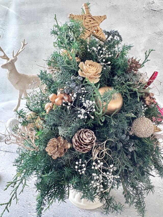 BOXつき）ふわふわナチュラルクリスマスツリー（ゴールド