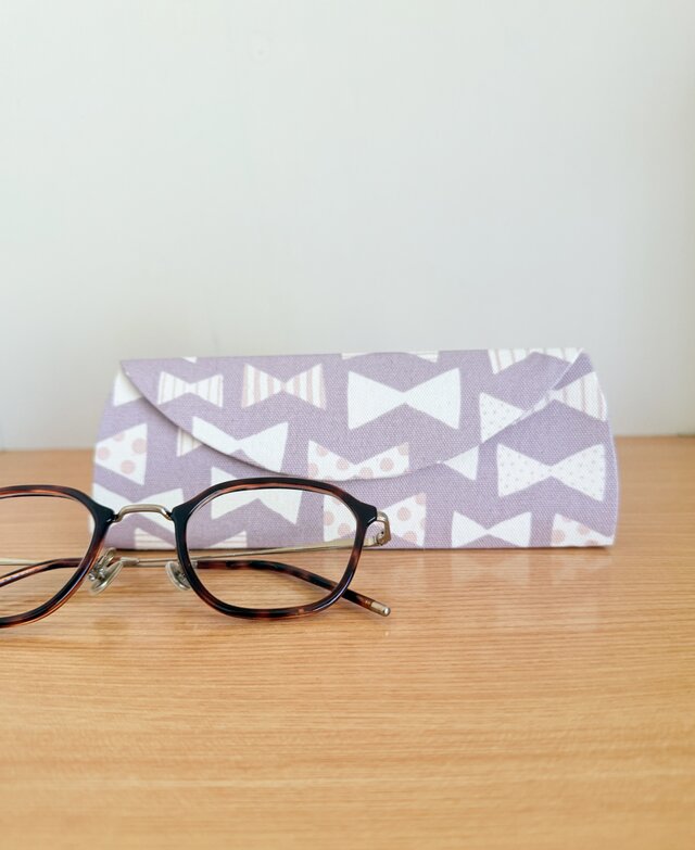 受注制作】メガネケース（パープルリボン×ピンク） | iichi 日々の