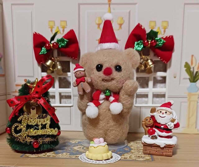 羊毛フェルト クリスマス 可愛いクマさん | iichi 日々の暮らしを
