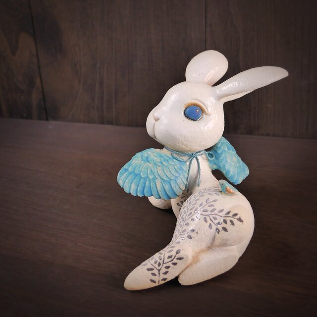 翼の葉影うさぎと小鳥 no.43 white