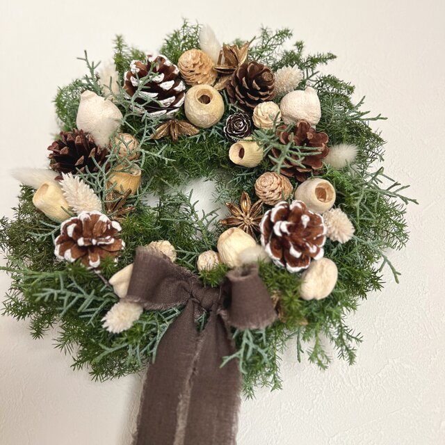 クリスマスリース(*^^*) フレッシュリース　木の実リース クリスマスリース(*^^*) フレッシュリース 木の実リース