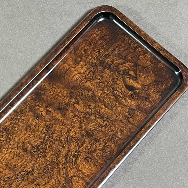 欅杢拭漆一文字盆 トレー 389mm×123mm×17mm №9201 | iichi 日々