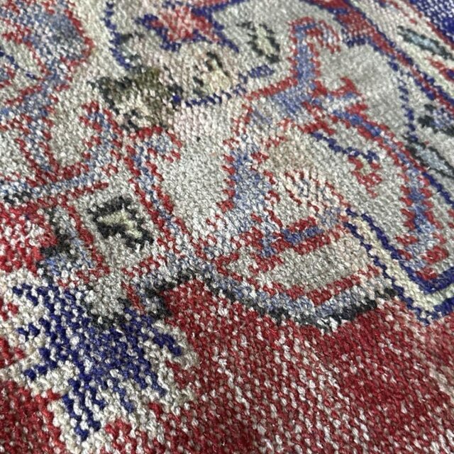 59×112 アンティークレッド×ブルー 擦れシャビー トルコヴィンテージ
