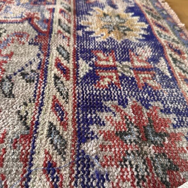 59×112 アンティークレッド×ブルー 擦れシャビー トルコヴィンテージ