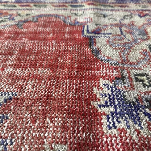 59×112 アンティークレッド×ブルー 擦れシャビー トルコヴィンテージ