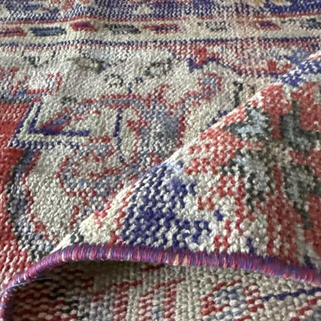 59×112 アンティークレッド×ブルー 擦れシャビー トルコヴィンテージ