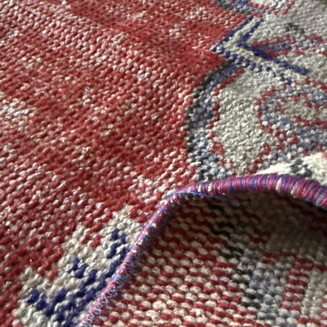 59×112 アンティークレッド×ブルー 擦れシャビー トルコヴィンテージ