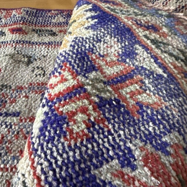 59×112 アンティークレッド×ブルー 擦れシャビー トルコヴィンテージ