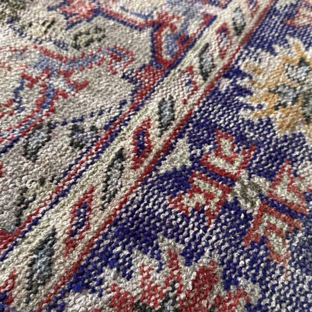 59×112 アンティークレッド×ブルー　擦れシャビー　トルコヴィンテージラグ 59×112 アンティークレッド×ブルー 擦れシャビー トルコヴィンテージ