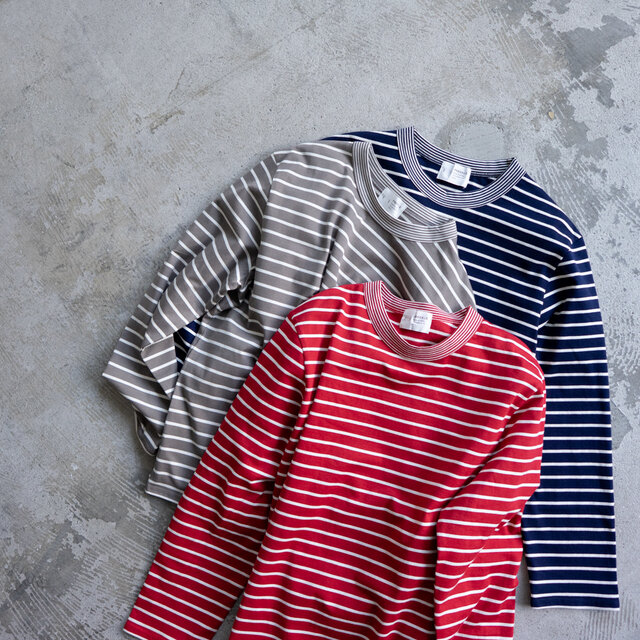 border border long sleeve tee/navy
