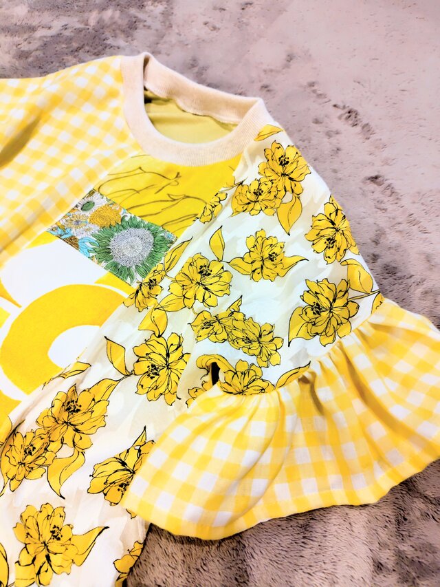 イエローパッチワークの楽しいワンピース | iichi 日々の暮らしを