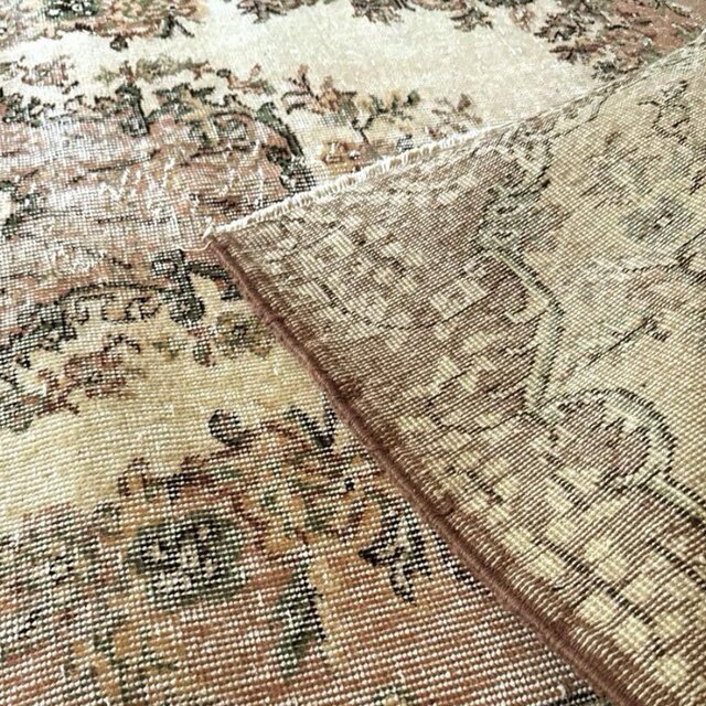 124×204ピンクベージュ×ブラウン　王道メダリオン　トルコヴィンテージラグ 124×204ピンクベージュ×ブラウン 王道メダリオン トルコ