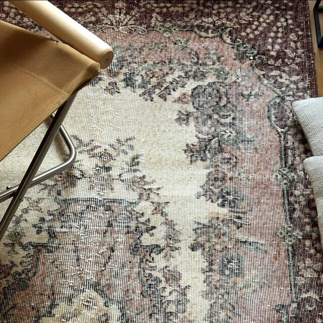 124×204ピンクベージュ×ブラウン 王道メダリオン トルコ