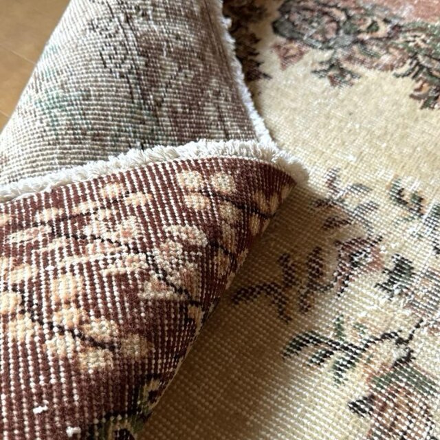 124×204ピンクベージュ×ブラウン 王道メダリオン トルコヴィンテージ