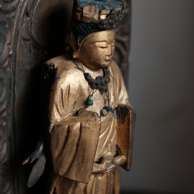 特価15000円→8500円】味のあるお品物◇観音菩薩像 木仏 置物