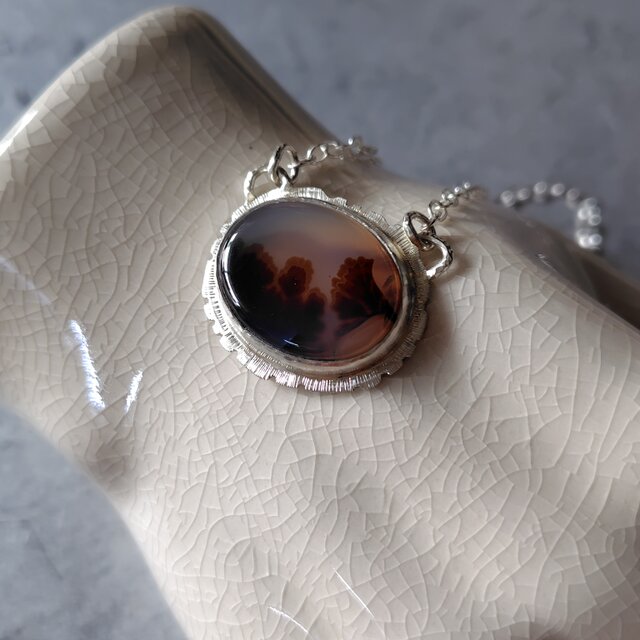 デンドリティックアゲートシルバーネックレス