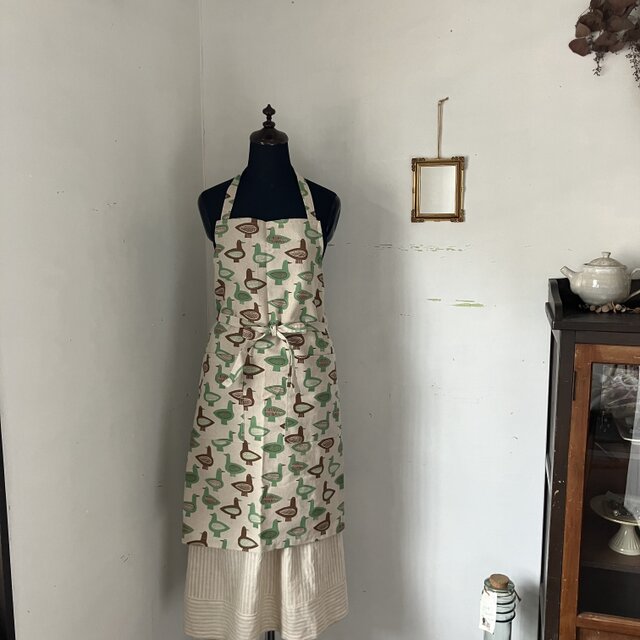 北欧コトリ柄のカフェエプロン(077)