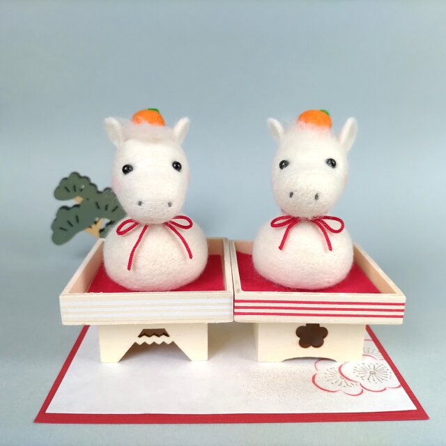 受注制作】2026(午年) 鏡餅な午さんのお正月飾り☆羊毛フェルト