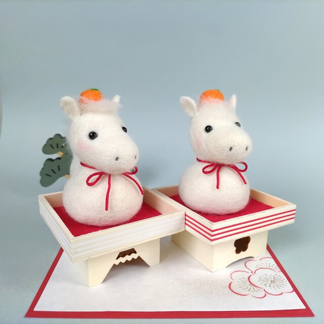 受注制作】2026(午年) 鏡餅な午さんのお正月飾り☆羊毛フェルト