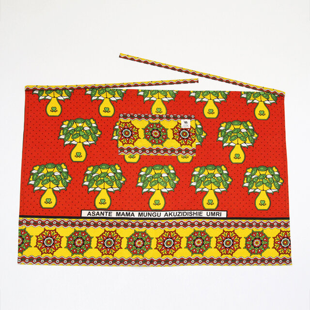 カンガのソムリエ・エプロン（ ブーケ 花束 ） ユニセックス カフェ ロング キャンプ アウトドア