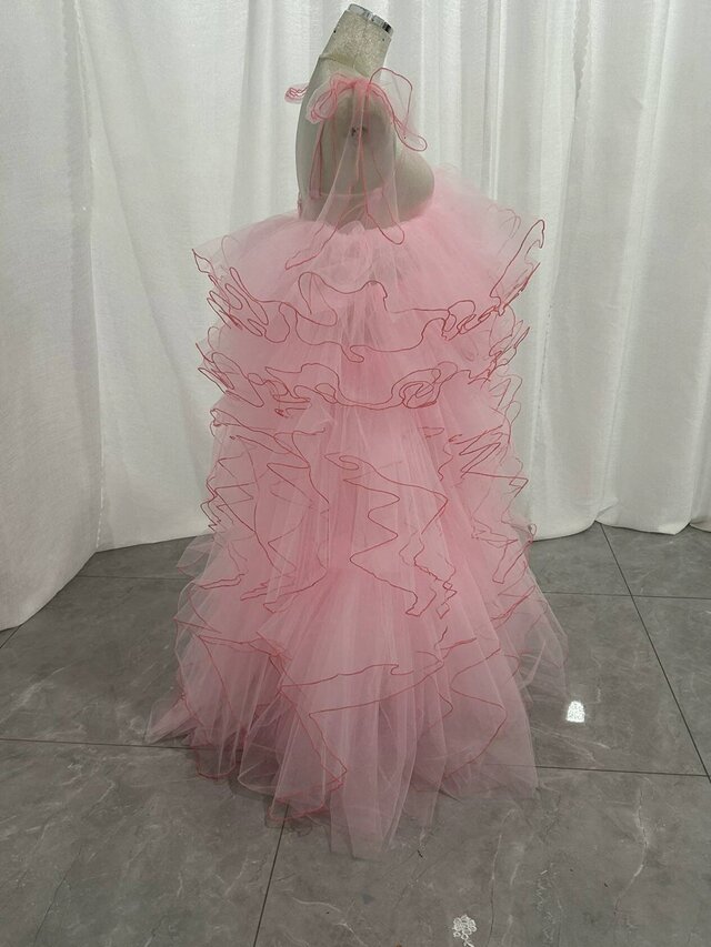 イッセミヤケ　ピンクパープル フリル付きキャミソール ピンクピンクピンク PINK PINK PINK コットン100％胸元レース