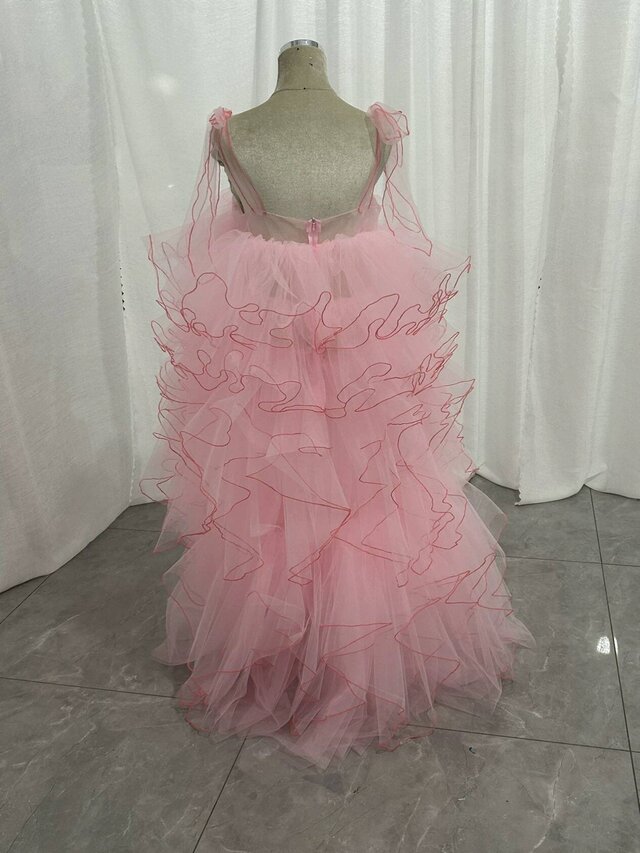 カラードレス ピンク オーバードレス キャミソール ラッフル